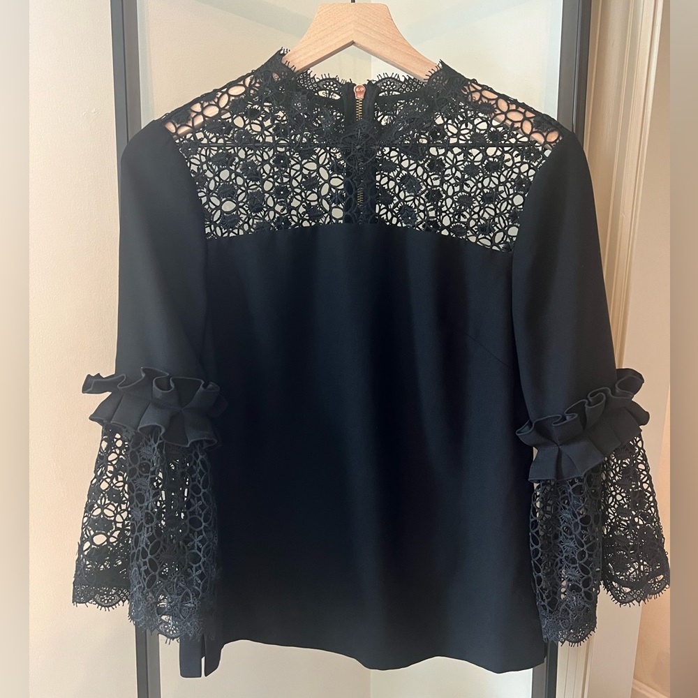 Ted Baker Lace Style Blouse with Bell Sleeve